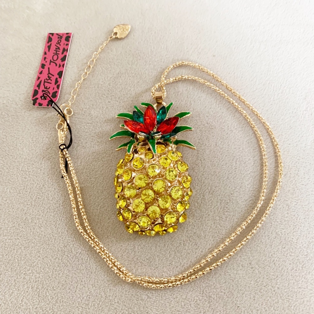 Betsey Johnson crystals pineapple necklace NWT